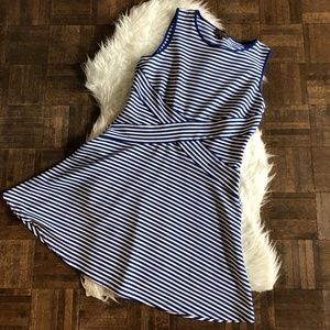 Trulli XL Blue White Stripe Sleeveless ALine Dress